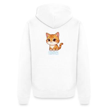 Niedliches Kätzchen-Miau-Cartoon-Katzen-Katzen-Design - Unisex Premium Bio Zip Hoodie - Weiß - Hinten - Thijin (182cm)