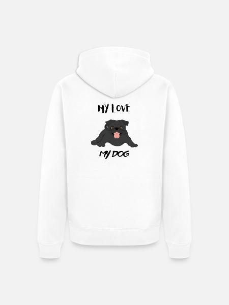 Schwarzer Welpe, mein Schatz - Unisex Premium Bio Zip Hoodie - Weiß