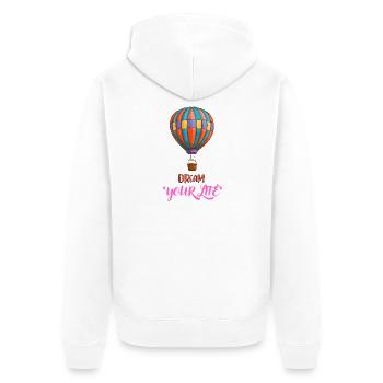 Träume dein Leben - Unisex Premium Bio Zip Hoodie - Weiß - Hinten - Thijin (182cm)