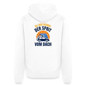 E-Auto Sprit vom Dach - Solar Photovoltaik - Unisex Premium Bio Zip Hoodie - Weiß - Hinten - Thijin (182cm)