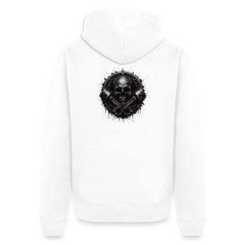  Benzin im Blut - Unisex Premium Bio Zip Hoodie - Weiß - Hinten - Thijin (182cm)