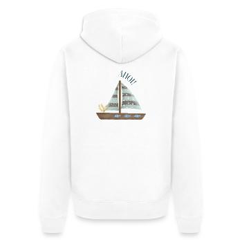 Segeltraum Pastellmeer - Unisex Premium Bio Zip Hoodie - Weiß - Hinten - Thijin (182cm)