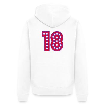 18. 18 ANS. 18e ANNIVERSAIRE. ANNIVERSAIRE 18 ANS. - Veste à capuche bio Premium Unisexe - blanc - Dos - Thijin (182cm)
