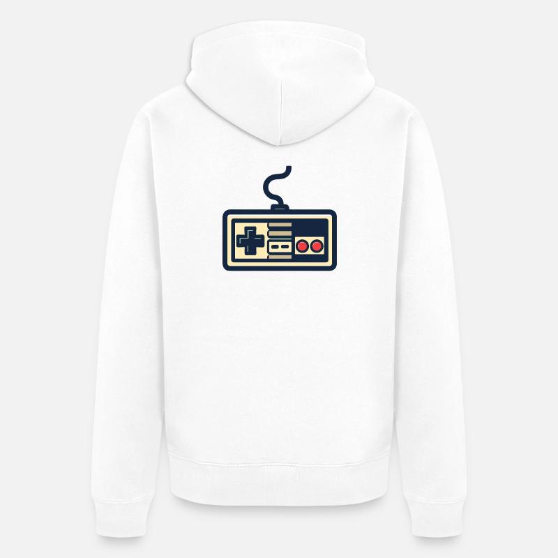 Retro-Gamecontroller-Design - Unisex Premium Bio Zip Hoodie - Weiß