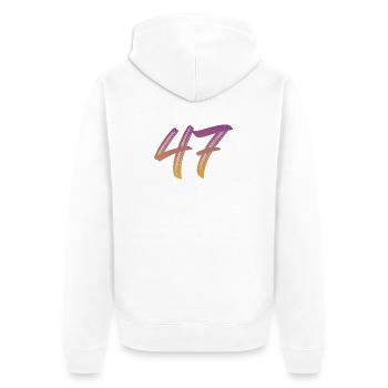 47 - Unisex Premium Bio Zip Hoodie - Weiß - Hinten - Thijin (182cm)