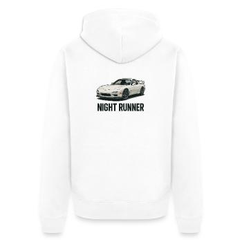 Nachtläufer Sportwagen - Unisex Premium Bio Zip Hoodie - Weiß - Hinten - Thijin (182cm)