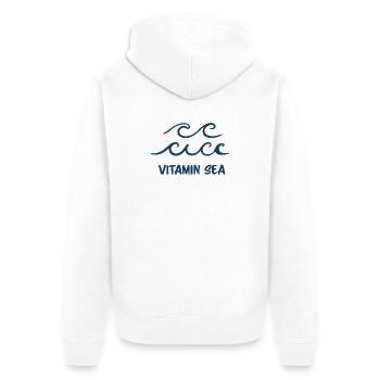 Vitamin Sea Ocean Waves Minimal Beach Design - Unisex Premium Bio Zip Hoodie - Weiß - Hinten - Thijin (182cm)