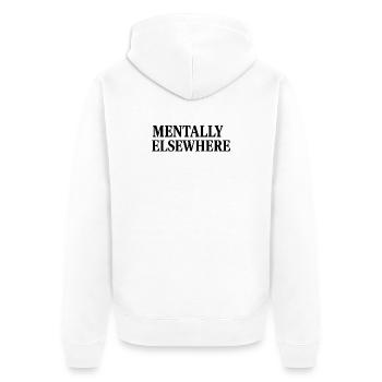 MENTALLY ELSEWHERE - Unisex Premium Bio Zip Hoodie - Weiß - Hinten - Thijin (182cm)