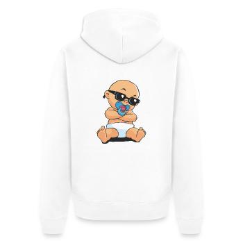CD - Baby Gangsta mit Sonnenbrille und Schnuller - - Unisex Premium Bio Zip Hoodie - Weiß - Hinten - Thijin (182cm)