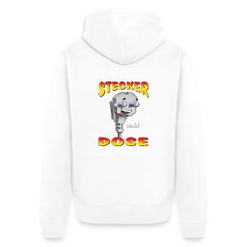 FD - Stecker sucht Dose - Elektriker Sex Fun - Unisex Premium Bio Zip Hoodie - Weiß - Hinten - Thijin (182cm)