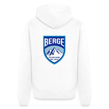 Berge ich bin dann Mal weg - Unisex Premium Bio Zip Hoodie - Weiß - Hinten - Thijin (182cm)