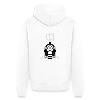 Dampflok Rauch Dampf Qualm - Unisex Premium Bio Zip Hoodie - Weiß - Hinten - Thijin (182cm)