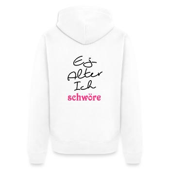 Ej Alter ich schwöre - Unisex Premium Bio Zip Hoodie - Weiß - Hinten - Thijin (182cm)