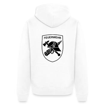 Feuerwehr Logo Wappenform - Unisex Premium Bio Zip Hoodie - Weiß - Hinten - Thijin (182cm)