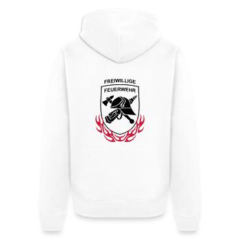 FF Feuerwehr Logo Feuer Flammen - Unisex Premium Bio Zip Hoodie - Weiß - Hinten - Thijin (182cm)