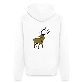 Edler Hirsch - Unisex Premium Bio Zip Hoodie - Weiß - Hinten - Thijin (182cm)