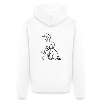 Hase und Häschen - Unisex Premium Bio Zip Hoodie - Weiß - Hinten - Thijin (182cm)