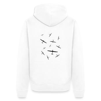 Segelflieger PULK Geschenk Flieschen - Unisex Premium Bio Zip Hoodie - Weiß - Hinten - Thijin (182cm)