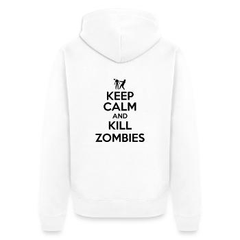 Keep Calm an Kill Zombies - Unisex Premium Bio Zip Hoodie - Weiß - Hinten - Thijin (182cm)