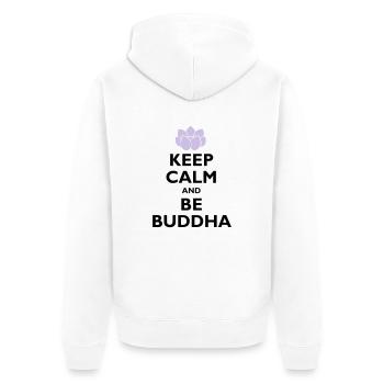be buddha - Unisex Premium Bio Zip Hoodie - Weiß - Hinten - Thijin (182cm)