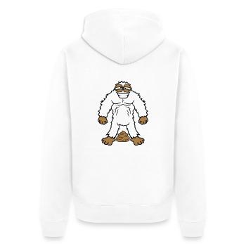 kacke haufen haeufchen gestank scheisse kot yeti m - Unisex Premium Bio Zip Hoodie - Weiß - Hinten - Thijin (182cm)