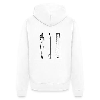 Pinsel Bleistift Linieal - Unisex Premium Bio Zip Hoodie - Weiß - Hinten - Thijin (182cm)