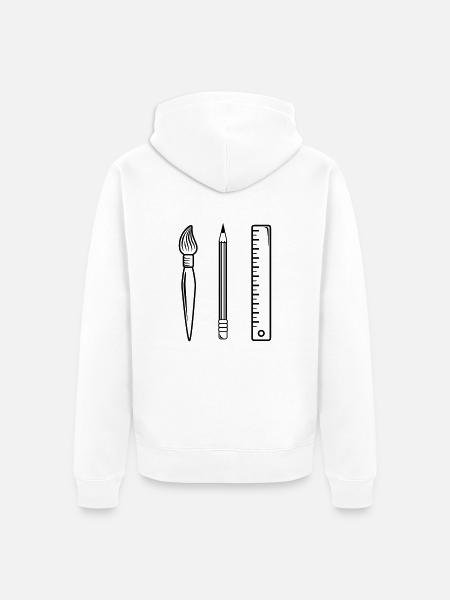 Pinsel Bleistift Linieal - Unisex Premium Bio Zip Hoodie - Weiß