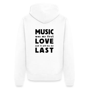 music was my first love - Veste à capuche bio Premium Unisexe - blanc - Dos - Thijin (182cm)