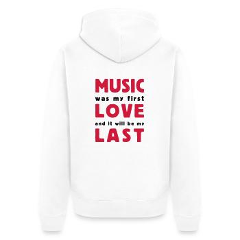 music was my first love 2 colors - Veste à capuche bio Premium Unisexe - blanc - Dos - Thijin (182cm)