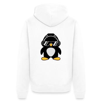 Pinguin mit Kopfhörer - Unisex Premium Bio Zip Hoodie - Weiß - Hinten - Thijin (182cm)