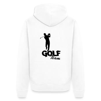 golfer_team1 - Unisex Premium Bio Zip Hoodie - Weiß - Hinten - Thijin (182cm)