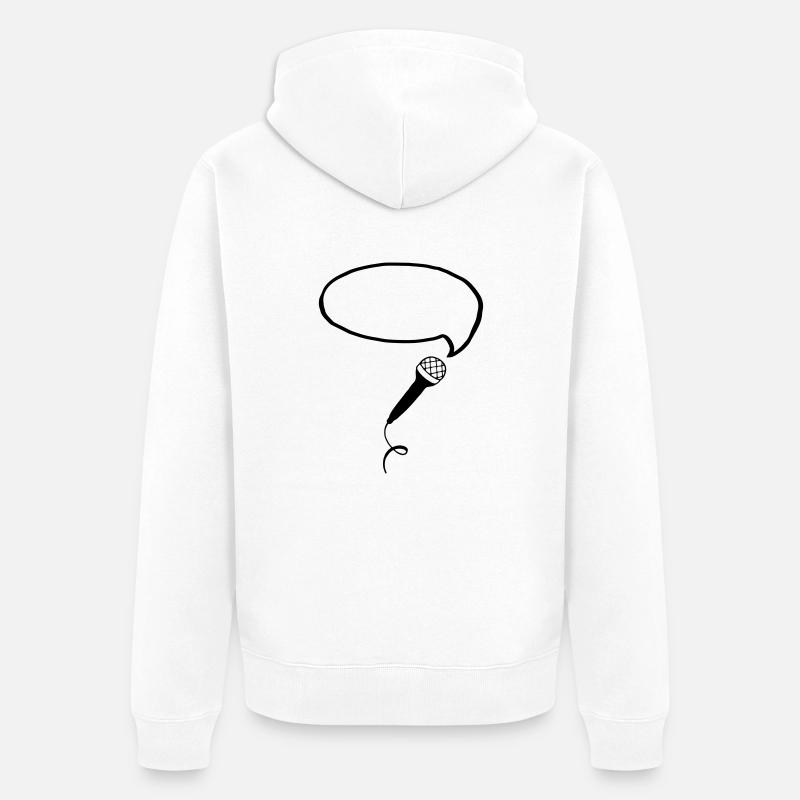 Microphone Bubble (Your Text) - Veste à capuche bio Premium Unisexe - blanc