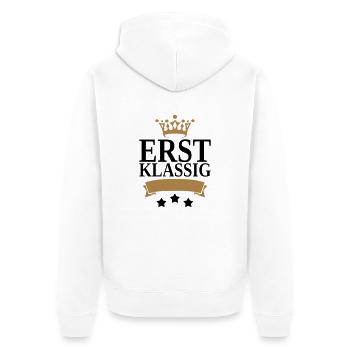 Erstklassig Krone - Unisex Premium Bio Zip Hoodie - Weiß - Hinten - Thijin (182cm)