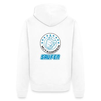 saufen_2 - Unisex Premium Bio Zip Hoodie - Weiß - Hinten - Thijin (182cm)