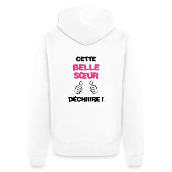 Sister in law Brother Schwester Belle Soeur Frère - Unisex Premium Organic Zip Hoodie - white - Back - Thijin (182cm)