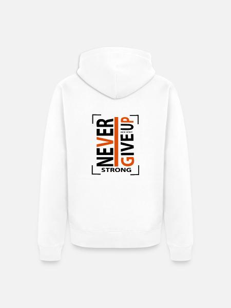 never give up - Unisex Premium Organic Zip Hoodie - white