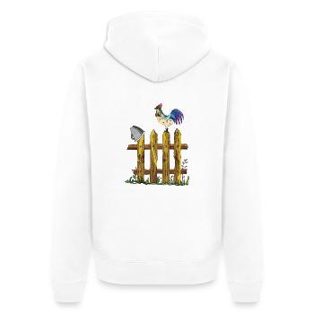Rooster - Unisex Premium Organic Zip Hoodie - white - Back - Thijin (182cm)