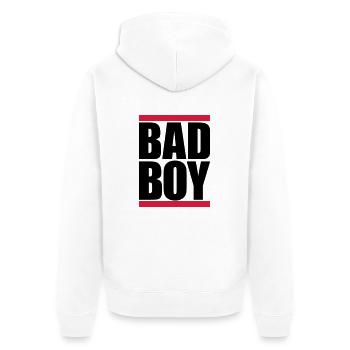 Balken Bad Boy - Unisex Premium Bio Zip Hoodie - Weiß - Hinten - Thijin (182cm)