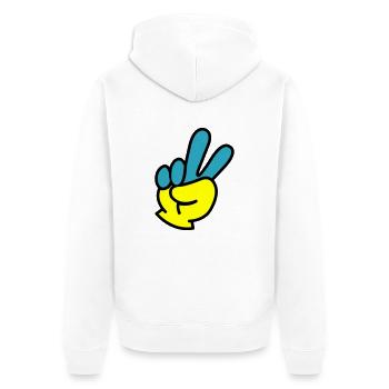 Peace Hand Ukraine - Unisex Premium Bio Zip Hoodie - Weiß - Hinten - Thijin (182cm)
