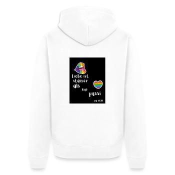 Bunt Regenbogenfarben bild - Unisex Premium Bio Zip Hoodie - Weiß - Hinten - Thijin (182cm)