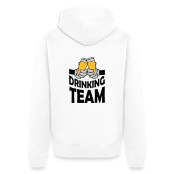 Drinking Team Bierglas anstoßen - Unisex Premium Bio Zip Hoodie - Weiß - Hinten - Thijin (182cm)