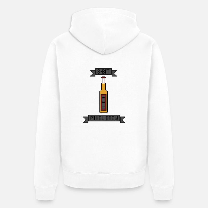 Bière Pixel rétro 8 bits - Veste à capuche bio Premium Unisexe - blanc