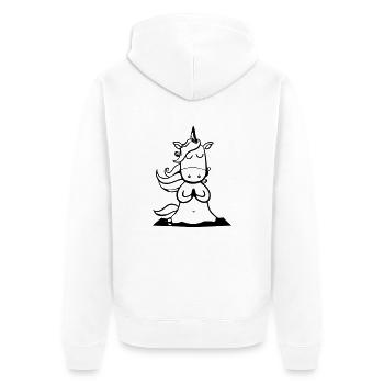 Einhorn Yoga Lustig Yogalehrerin Geschenkidee - Unisex Premium Bio Zip Hoodie - Weiß - Hinten - Thijin (182cm)