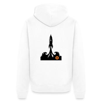Bitcoin Trading Crypto Aktien - Unisex Premium Bio Zip Hoodie - Weiß - Hinten - Thijin (182cm)
