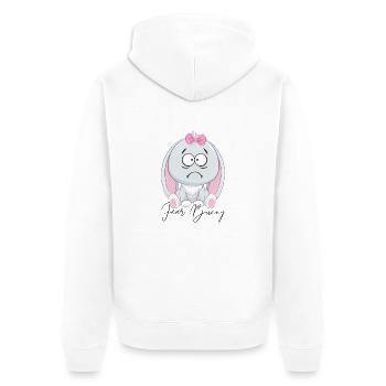 Angsthase - Fear Bunny - Unisex Premium Bio Zip Hoodie - Weiß - Hinten - Thijin (182cm)