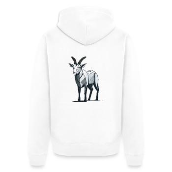 Minimalistische Ziege - Unisex Premium Bio Zip Hoodie - Weiß - Hinten - Thijin (182cm)