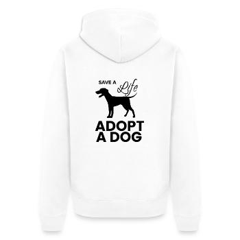 Hund Dog - Unisex Premium Organic Zip Hoodie - white - Back - Thijin (182cm)