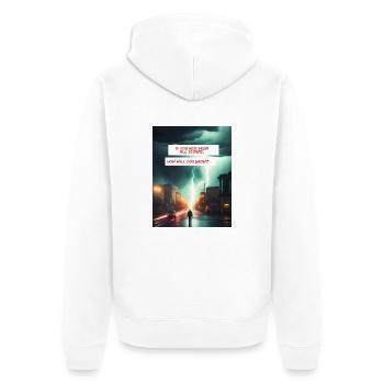 Wie wirst du wachsen? - Unisex Premium Bio Zip Hoodie - Weiß - Hinten - Thijin (182cm)