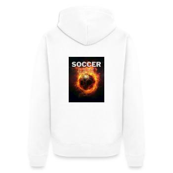 Soccer Life T-Shirt - Unisex Premium Organic Zip Hoodie - white - Back - Thijin (182cm)