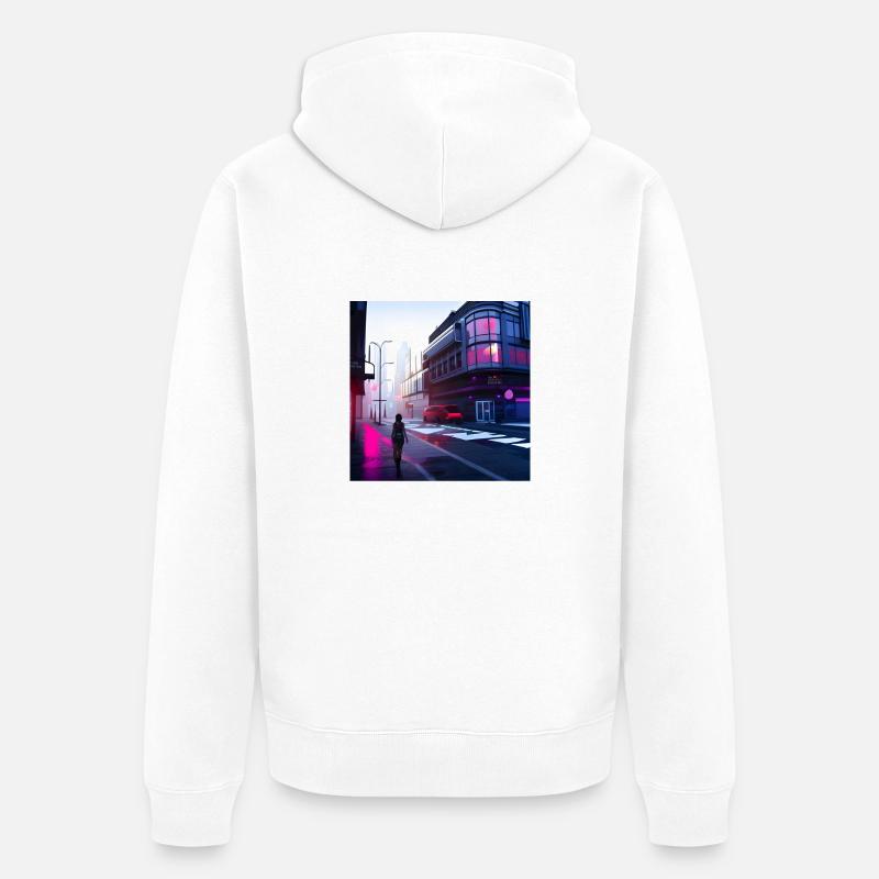 Cybercité - Veste à capuche bio Premium Unisexe - blanc